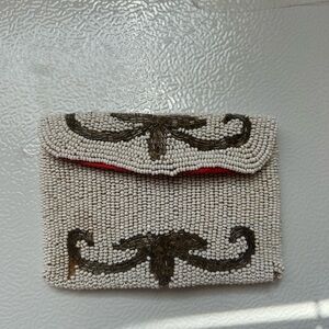 VINTAGE 1940s Hand Beaded ID Lipstick Hand Clutch